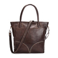 Sarah Express Large Capacity Leather Tote Handbag Brown