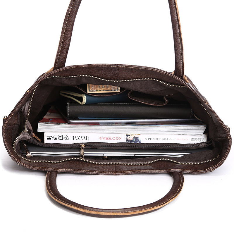 Sarah Express Large Capacity Leather Tote Handbag