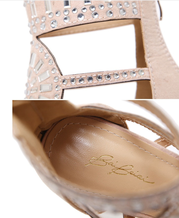 Sarah Express Rhinestone Embellished High Heel Sandals