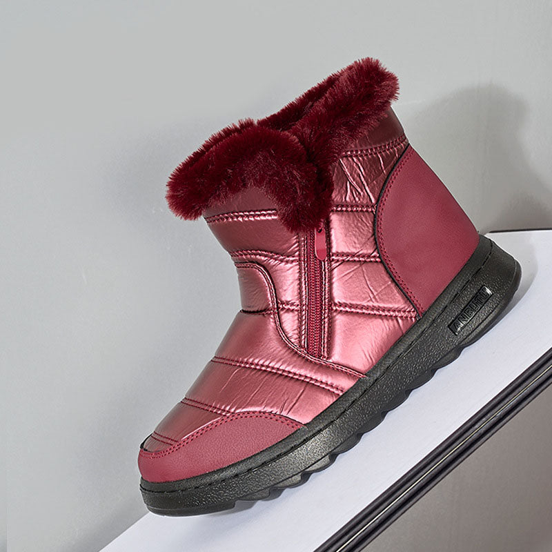 Sarah Express Women's Plush Lined Side Zipper Snow Boots