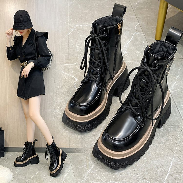 Sarah Express Women's Casual Platform Lace-Up Boots