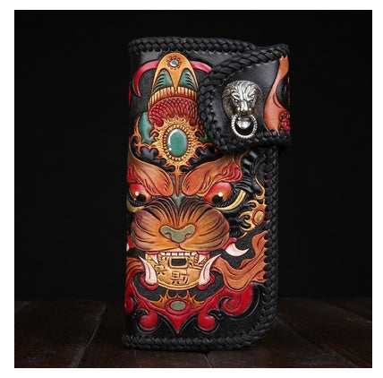 Sarah Express Hand Carved Leather Graphic Wallet Black C