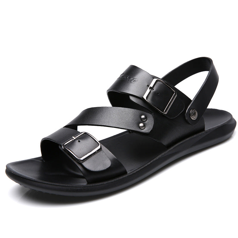 Sarah Express Men's Adjustable Buckle Casual Sandals Black