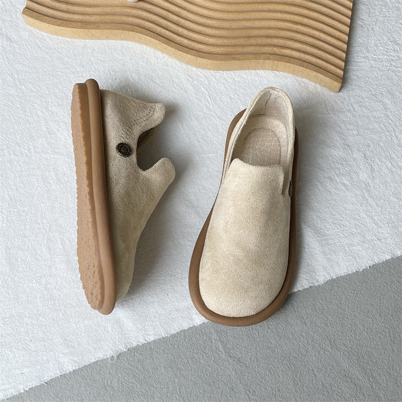 Sarah Express Vintage Suede Slip-On Round Toe Pumps