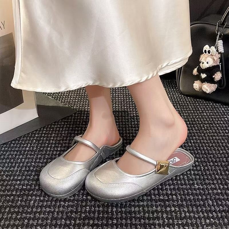 Sarah Express Elegant PVC Semi-Slipper Mule Flats