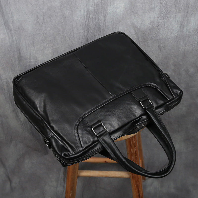 Sarah Express Structured Leather Laptop Briefcase