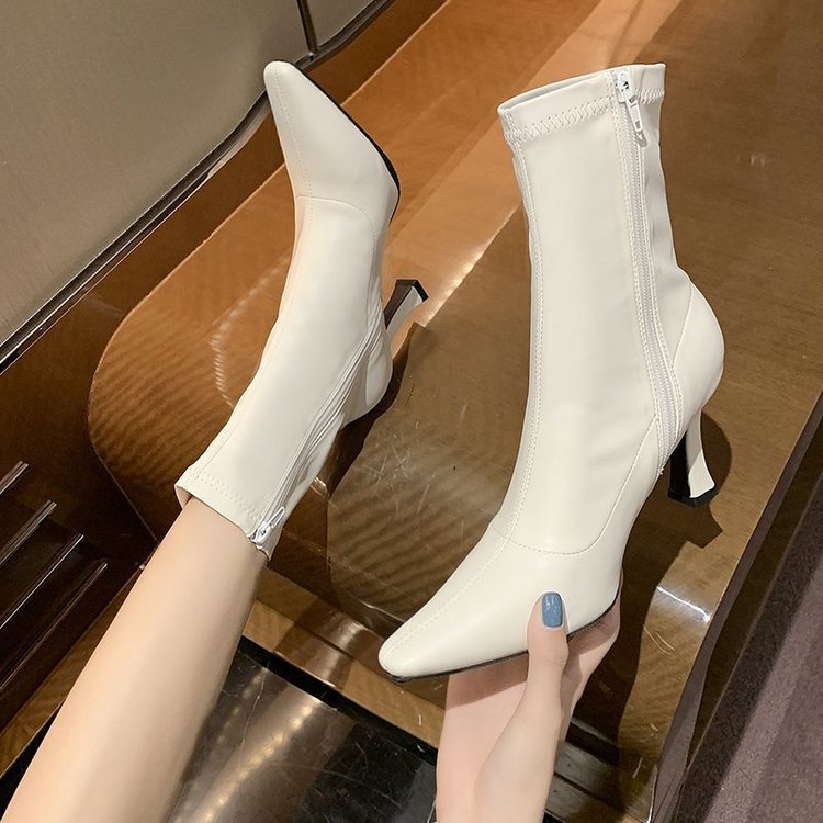 Sarah Express Retro Mid-Calf Pointed Toe Stiletto Boots