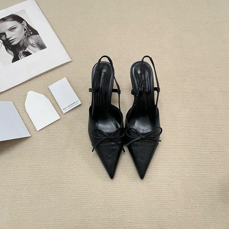 Sarah Express Bow Stiletto Heels Pointed Toe Black