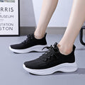Sarah Express Women's Breathable Mesh Lace-Up Sneakers Black