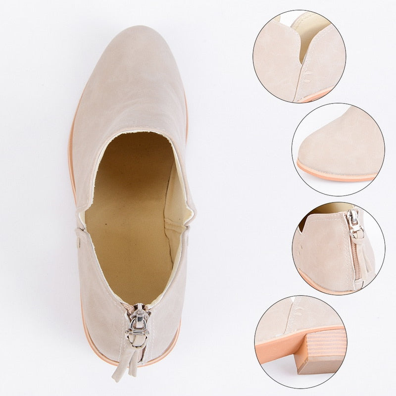Sarah Express Retro Faux Suede Block Heel Boots