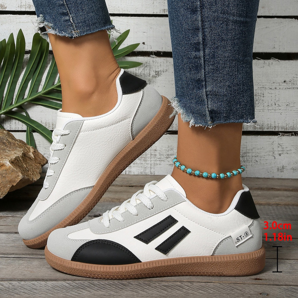 Sarah Express Retro Flat-Soled Lace-Up Sneakers