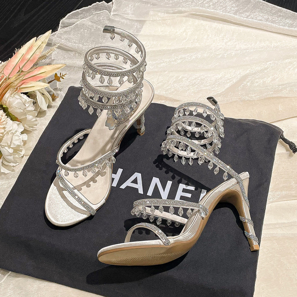 Sarah Express Crystal Embellished Stiletto Evening Sandals