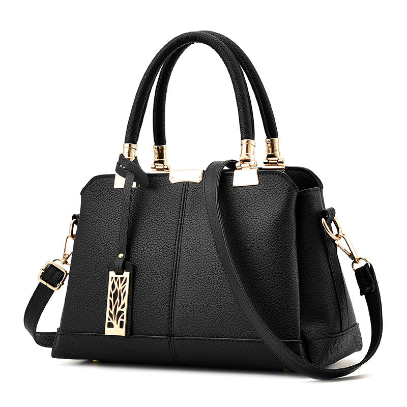 Sarah Express Small Square Vegan Leather Crossbody Bag Black