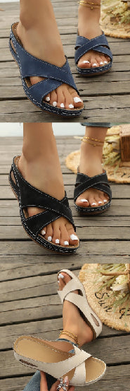 Sarah Express Lightweight Round Toe Beach Sandals Blue Black Beige