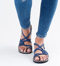 Sarah Express Braided Strap Beach Flat Sandals Dark Blue