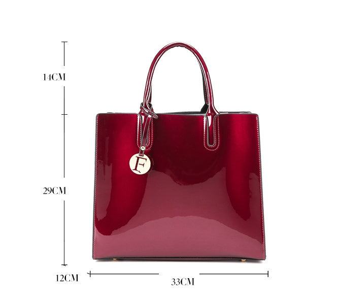 Sarah Express Three Piece Patent Leather Handbag Set