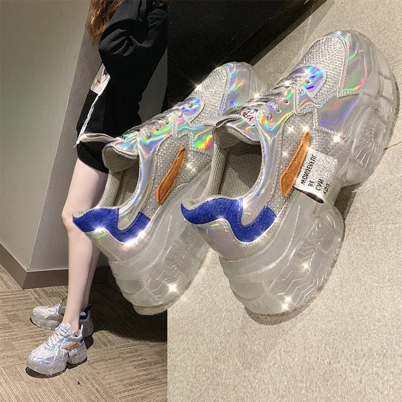 Sarah Express Metallic Panel Chunky Dad Sneakers