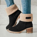 Sarah Express Suede Platform Ankle Boots with Plush Lining Black