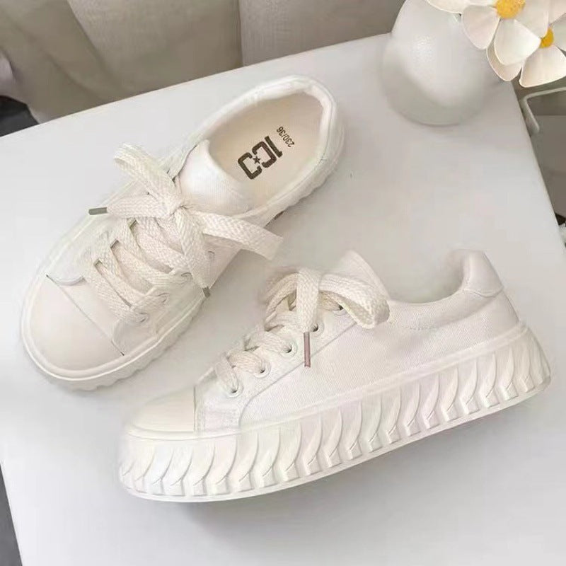 Sarah Express Microfiber Lace-Up Platform Wedge Sneakers White