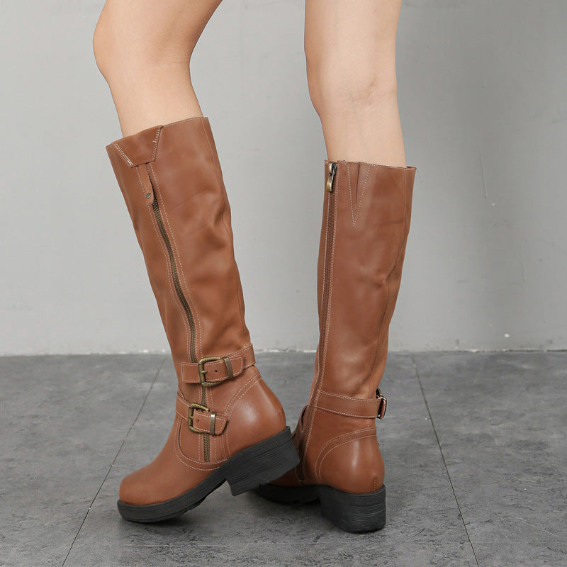Sarah Express Women's Chunky Sole Side Zipper Boots