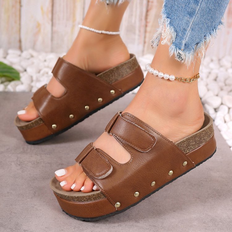 Sarah Express Women's Platform Sandals with Rivet Details