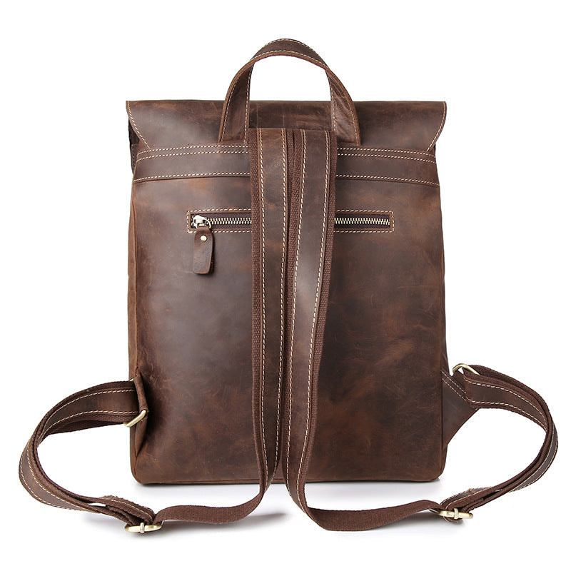 Sarah Express Retro Crazy Horse Leather Laptop Backpack