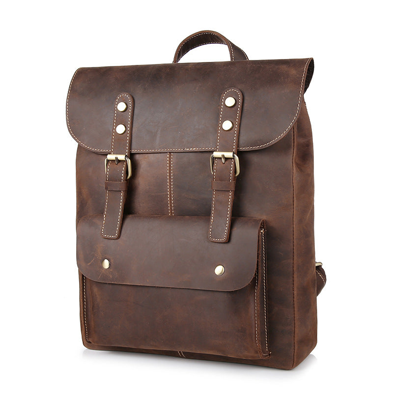 Sarah Express Retro Crazy Horse Leather Laptop Backpack
