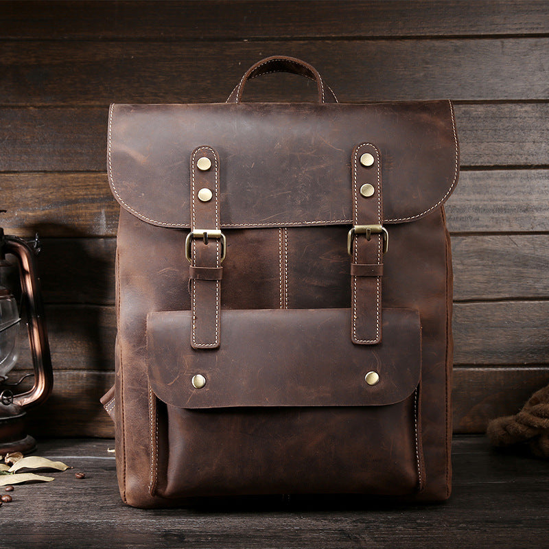 Sarah Express Retro Crazy Horse Leather Laptop Backpack default