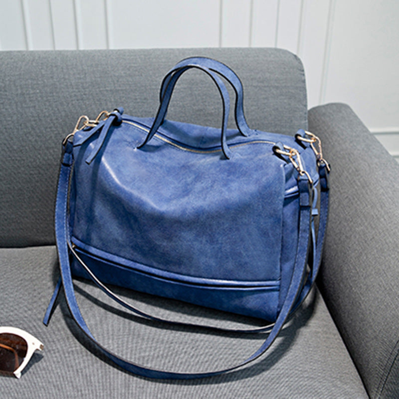 Sarah Express Retro Matte Leather Messenger Shoulder Bag Blue