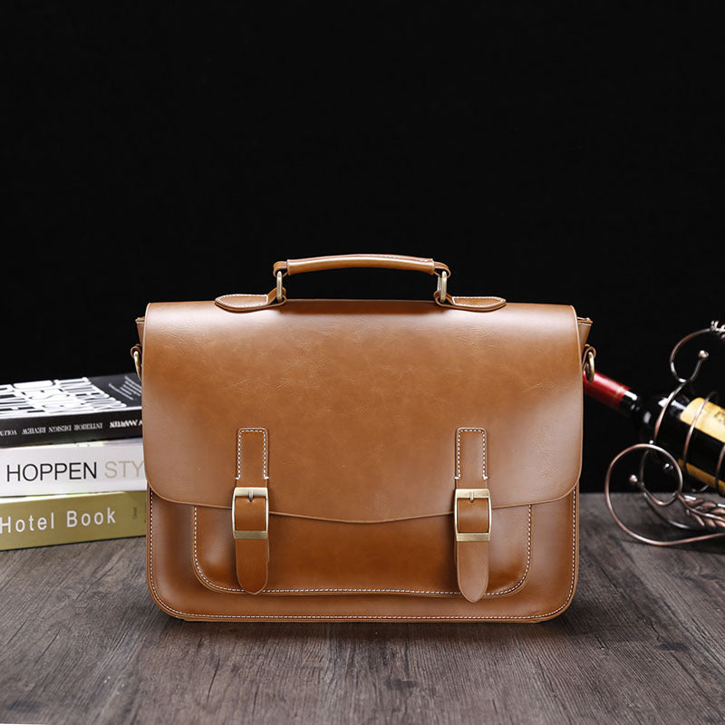 Sarah Express Retro Business Horizontal Messenger Briefcase Earthy yellow