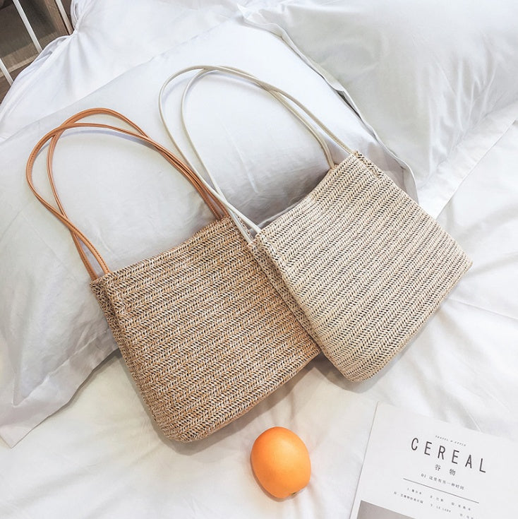 Sarah Express Woven Straw Shoulder Tote Bag