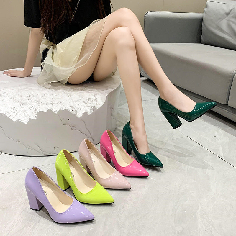 Sarah Express Pointed-Toe Chunky Block Heel Pumps