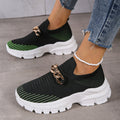 Sarah Express Women's Knit Slip-On Platform Sneakers Black