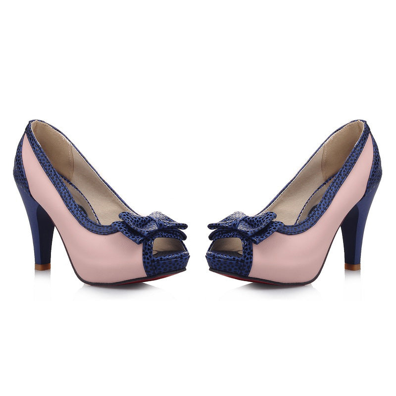 Sarah Express Peep Toe Bow High Heel Pumps
