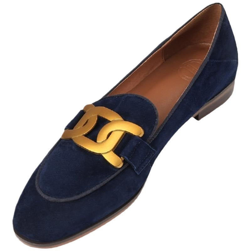 Sarah Express Women's Retro Metal Buckle Platform Loafers