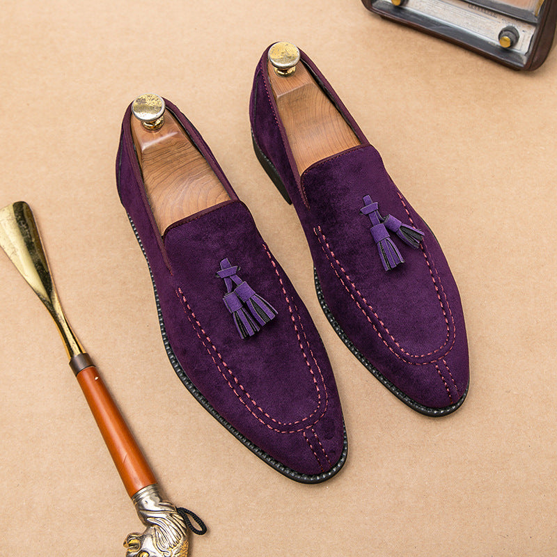 Sarah Express Unisex Suede Tassel Slip-On Flats