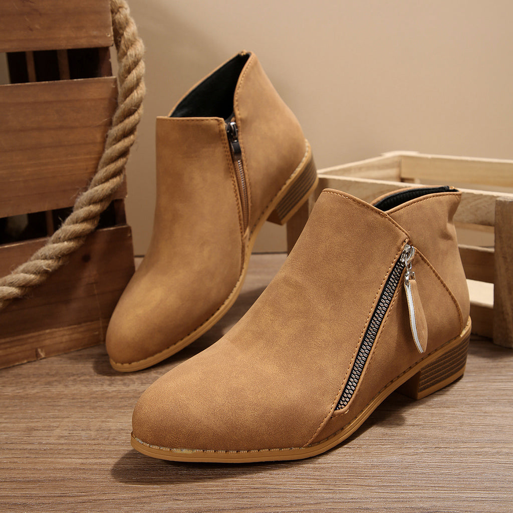 Sarah Express Pointed-Toe Chunky Heel Ankle Boots