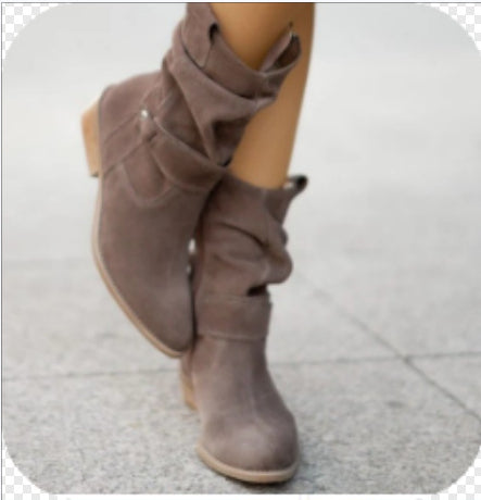 Sarah Express Pointed Toe Suede Mid-Calf Western Boots