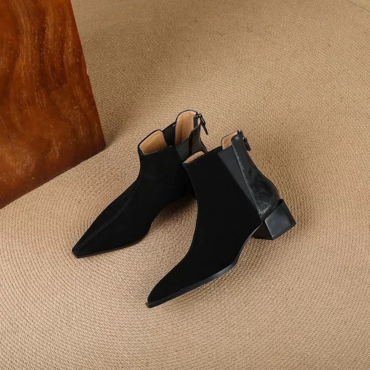 Sarah Express Matte Square-Toe Ankle Boots Black