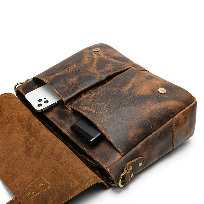 Sarah Express Retro Leather Laptop Briefcase Satchel