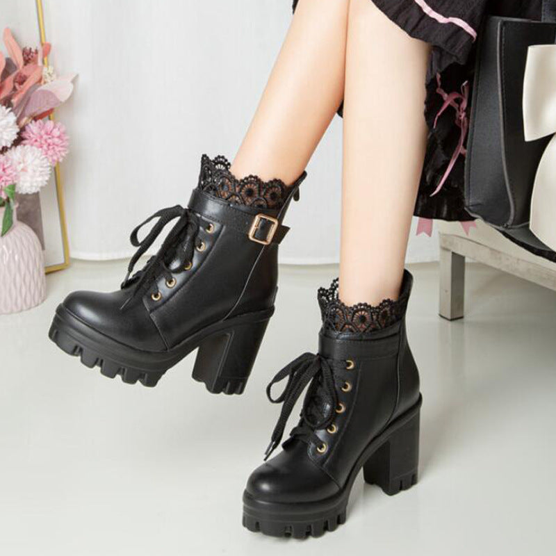 Sarah Express Lace-Up Platform Ankle Boots