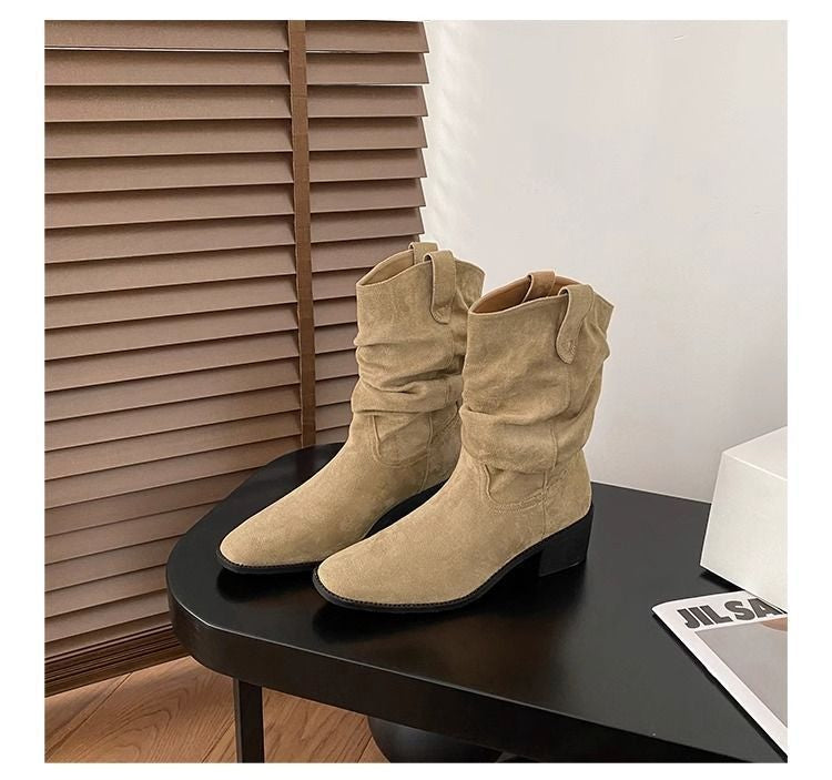 Sarah Express Women's British-Style Chunky-Heel Ankle Boots