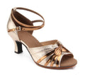 Sarah Express Metallic Stiletto Latin Dance Sandals Champagne