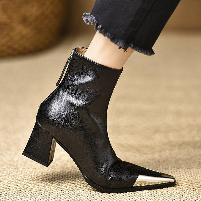 Sarah Express Pointed-Toe Chunky-Heel Ankle Boots