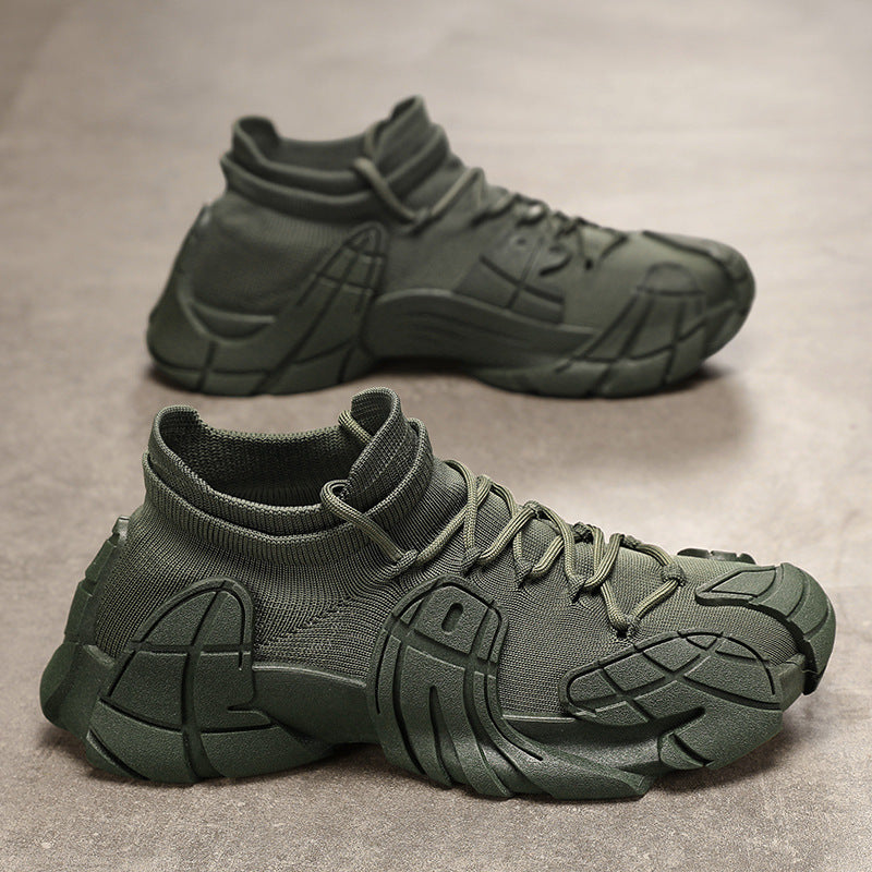 Sarah Express Men's Lightweight Mesh Lace Up Sneakers 801Army Green