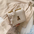 Sarah Express Small Square Crossbody Bag with Bee Detail White
