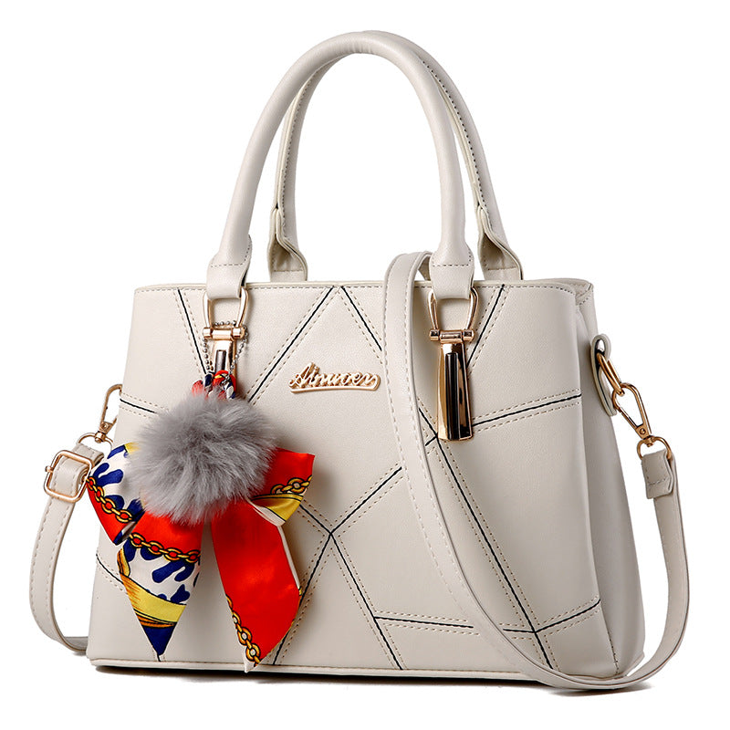 Sarah Express Embroidered Geometric Messenger Bag White