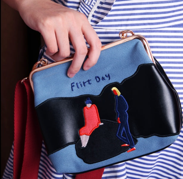Sarah Express Embroidered Vintage Messenger Bag