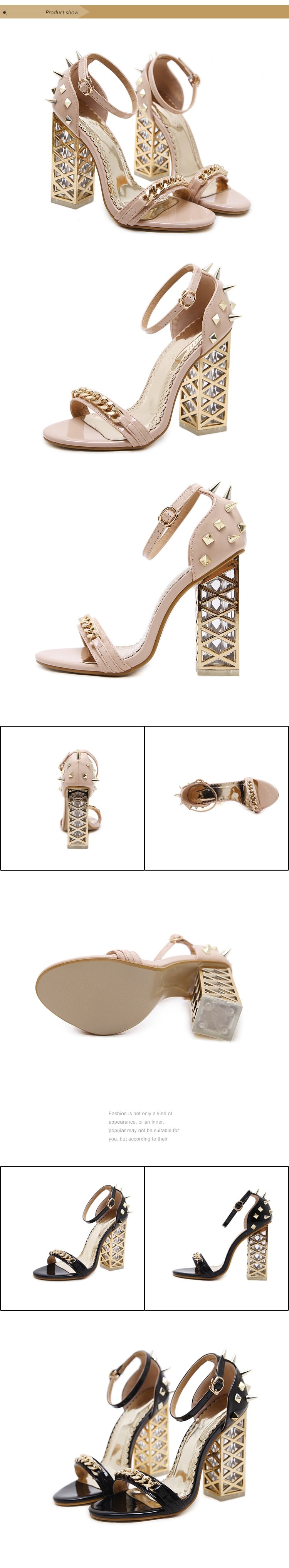 Sarah Express Chain Detail Buckle Strap Block Heels