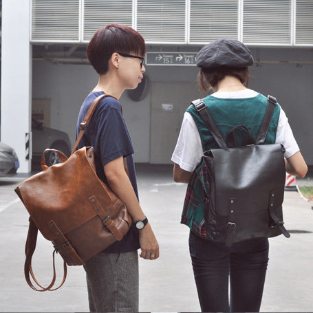 Sarah Express Structured PU Leather Travel Laptop Backpack